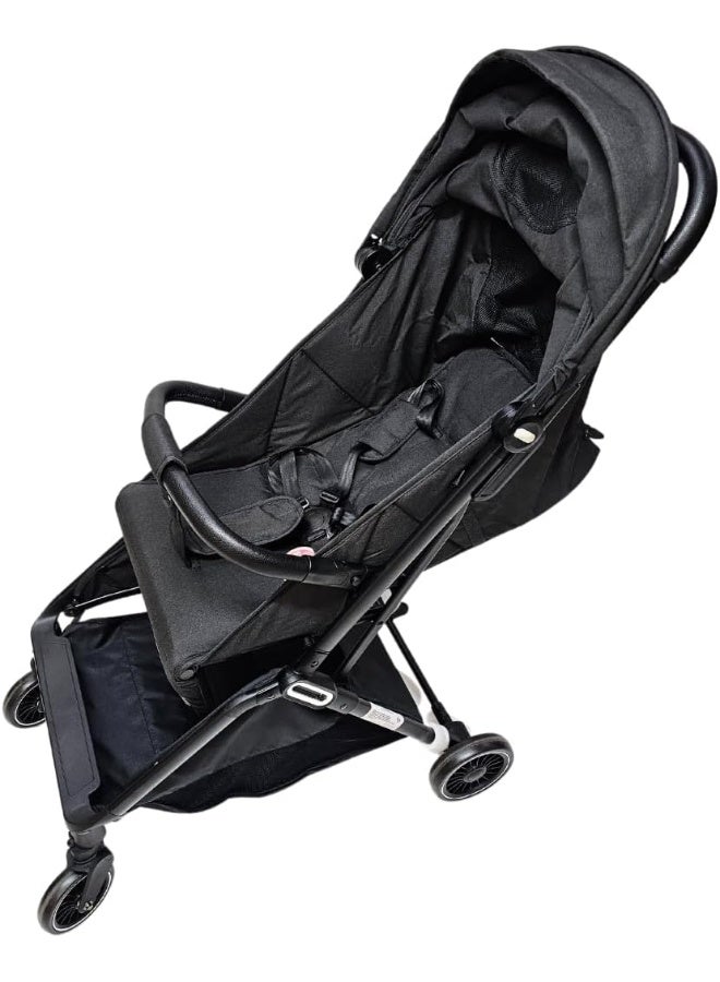 SMR kids T800 Easy Fold Baby Stroller, with 5 Point Strap, Adjustable Backrest and Sun Protection Canopy 70 X 100 X 52 Black - Image 2
