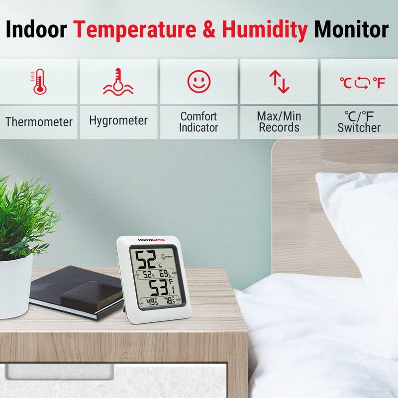ThermoPro TP50 2 Pieces Digital Hygrometer Indoor Thermometer Room Thermometer and Humidity Gauge with Temperature Humidity Monitor - Image 2