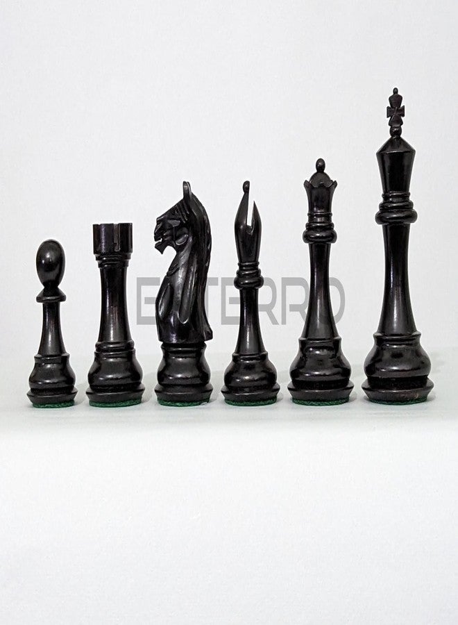 Enterro Wooden Chess Pieces 3.75" Fierce Knight Series - Ebonized Boxwood - Well Polished Handicraft - Image 4