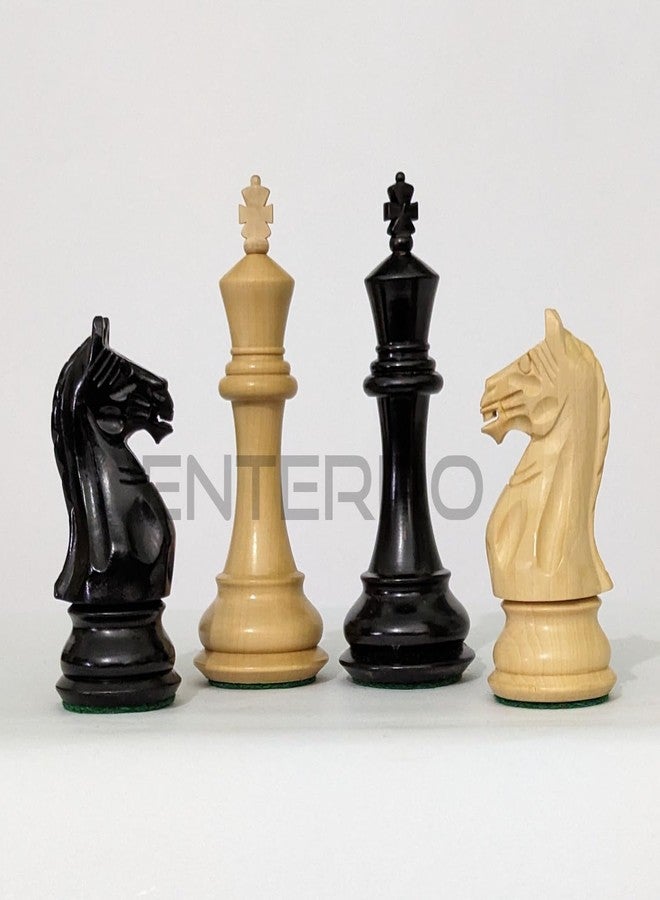 Enterro Wooden Chess Pieces 3.75" Fierce Knight Series - Ebonized Boxwood - Well Polished Handicraft - Image 2