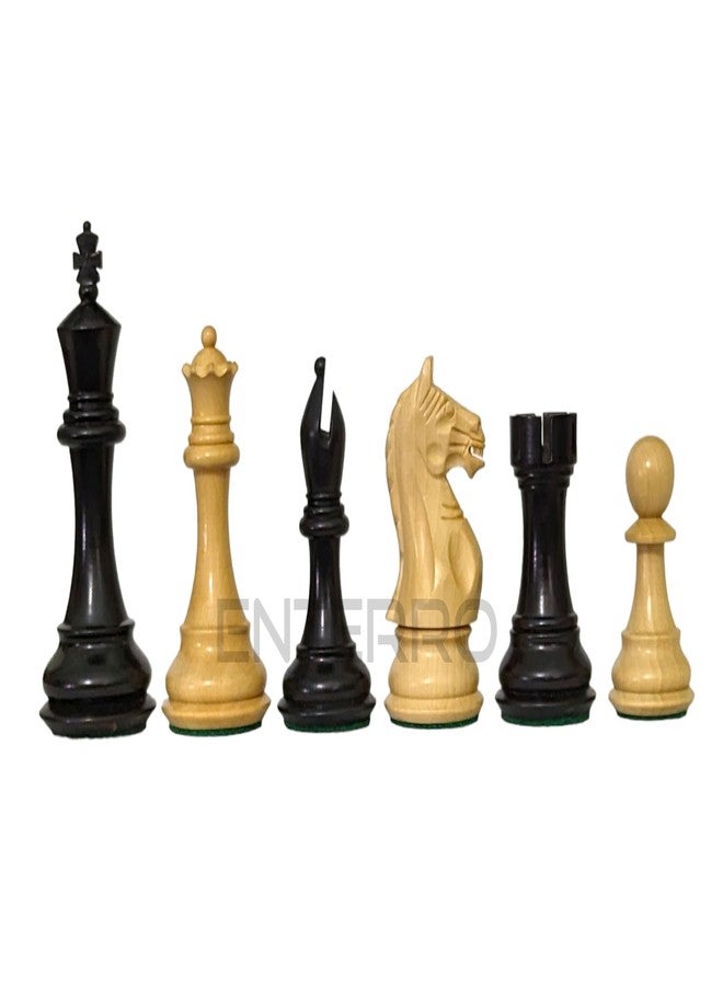 Enterro Wooden Chess Pieces 3.75" Fierce Knight Series - Ebonized Boxwood - Well Polished Handicraft - Image 1