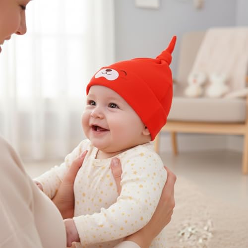 SYGA Baby Cap Cotton Small Cute Puppy Long Tailed Design Strechy Comfortable for Baby Sleep Cap 0-2 Years BridgeRed - Image 5