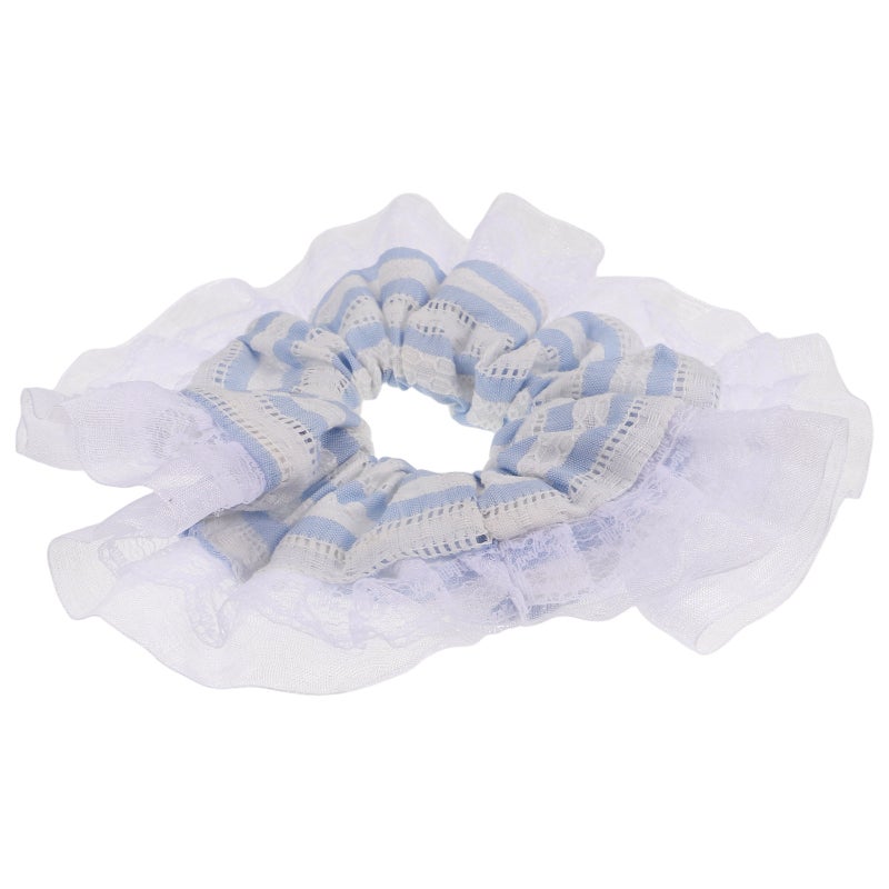 2pcs Striped Lace Hair Scrunchies For Women Supple Hair Accessories Korean Fashion Hair Band Elastic Hair Ties For Ponytails Cute And Versatile Hair Decoration - Image 5
