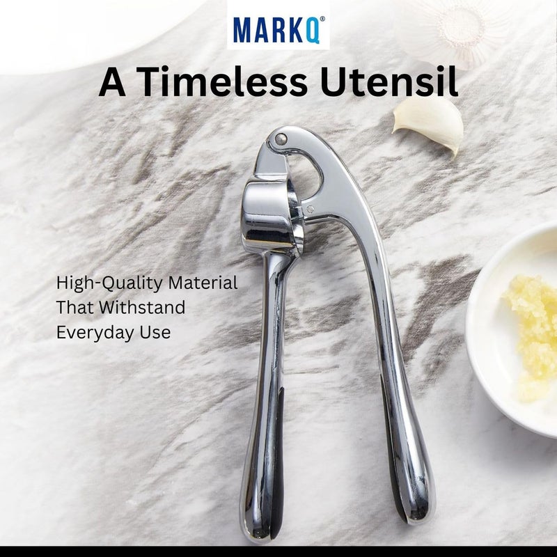 MARKQ Stainless Steel Garlic Press – Ergonomic Garlic Crusher & Mincer Tool | Easy-Squeeze Garlic Presser with Soft-Grip Handle, Rust-Resistant & Dishwasher Safe, Pack of 2 - Image 5