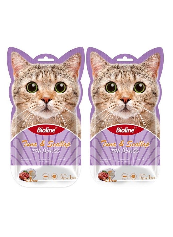بايولاين مكافآت بيولاين للقطط - 5 × 15 جم [نكهة - تونة واسكالوب] (عبوة من قطعتين)