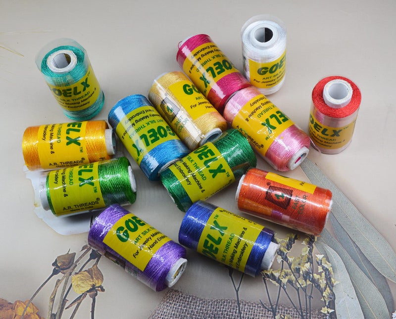 GOELX Silk Thread 13 Main Color Set for Jewellery-Tassel Making- Embroidery-Crafts, Shiny Soft Thread Spools - Image 4