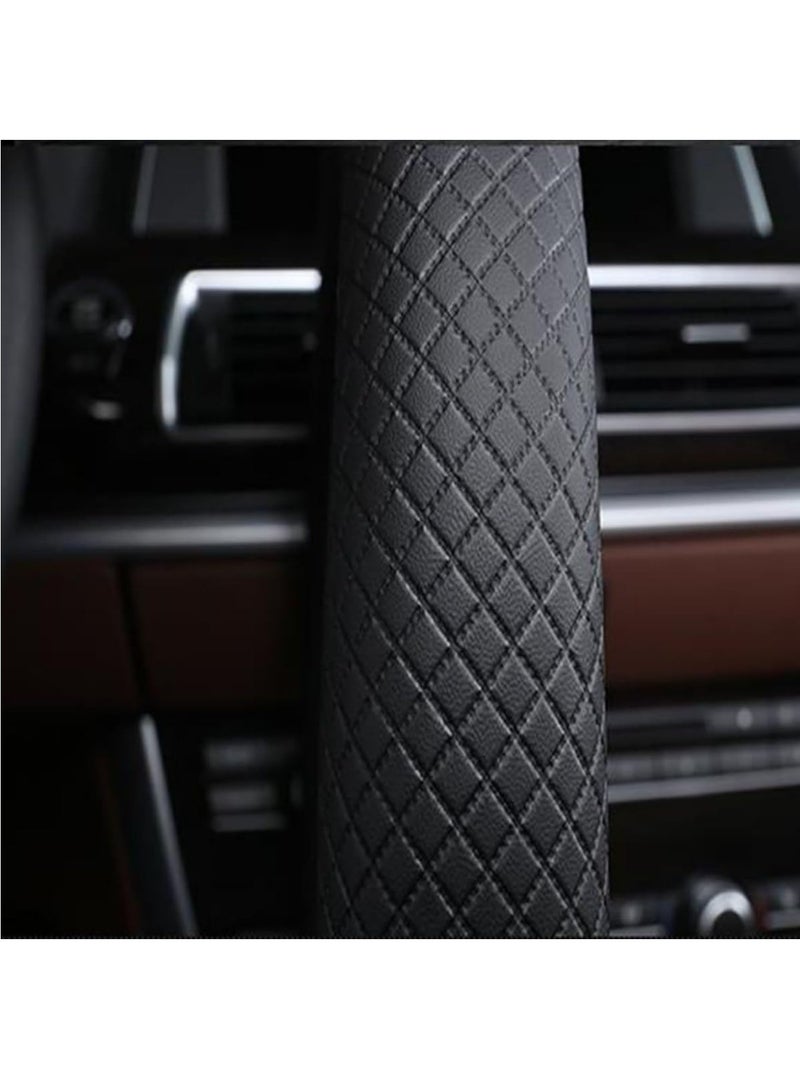 RATSAW Leather Car Steering Wheel Cover Waterfroof and Anti-Slip Car Steering Wheel Cover Universal Standard Size 15 Inch Fit Odor-Free Embossing Pattern Breathable Genuine Leather Black - Image 5