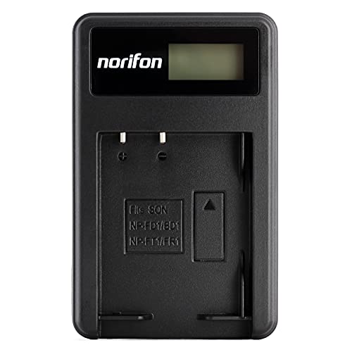 Norifon NP-BD1 LCD USB Charger for Sony Cyber-Shot DSC-P100, DSC-P120, DSC-P150, DSC-P200, DSC-T5, DSC-T50, DSC-T500, DSC-T70, DSC-T700, DSC-T75, DSC-T77, DSC-T9, DSC-TX1 Camera and More - Image 1