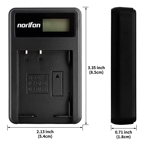 Norifon NP-BD1 LCD USB Charger for Sony Cyber-Shot DSC-P100, DSC-P120, DSC-P150, DSC-P200, DSC-T5, DSC-T50, DSC-T500, DSC-T70, DSC-T700, DSC-T75, DSC-T77, DSC-T9, DSC-TX1 Camera and More - Image 4