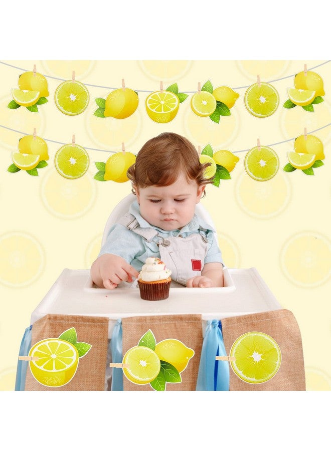 Lewtemi Lewtemi 4 Pcs Lemon Banner Citrus Lemonade Party Sign Lemon Party Decorations Yellow Lime Birthday Decorations for Boy Girl Baby Kids DIY First Bday Bridal Kitchen Shower Theme Decor  - Image 5