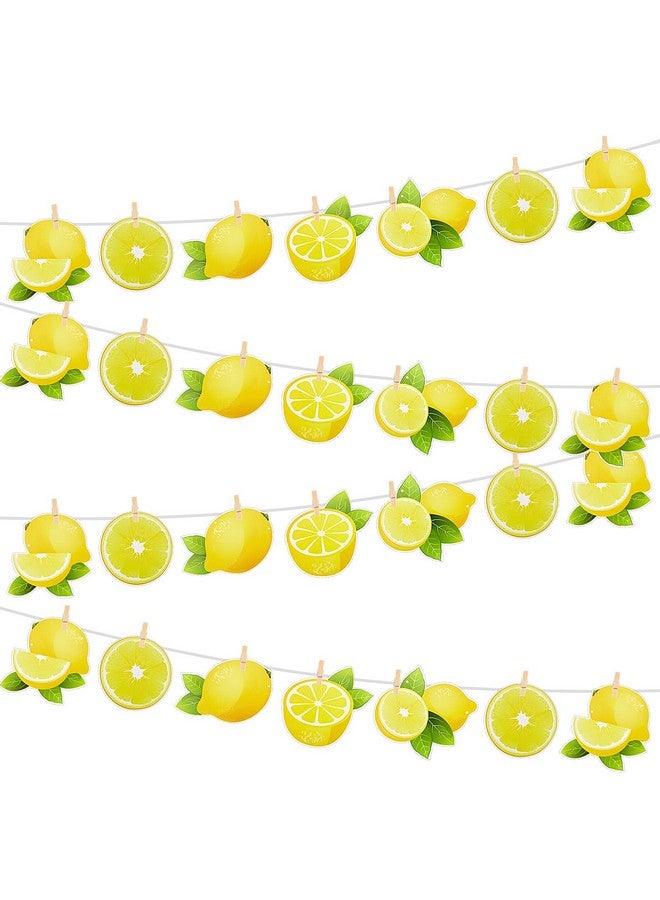 Lewtemi Lewtemi 4 Pcs Lemon Banner Citrus Lemonade Party Sign Lemon Party Decorations Yellow Lime Birthday Decorations for Boy Girl Baby Kids DIY First Bday Bridal Kitchen Shower Theme Decor  - Image 1