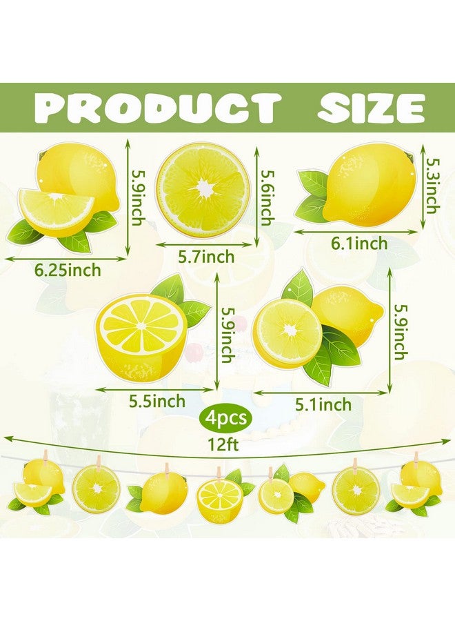 Lewtemi Lewtemi 4 Pcs Lemon Banner Citrus Lemonade Party Sign Lemon Party Decorations Yellow Lime Birthday Decorations for Boy Girl Baby Kids DIY First Bday Bridal Kitchen Shower Theme Decor  - Image 2