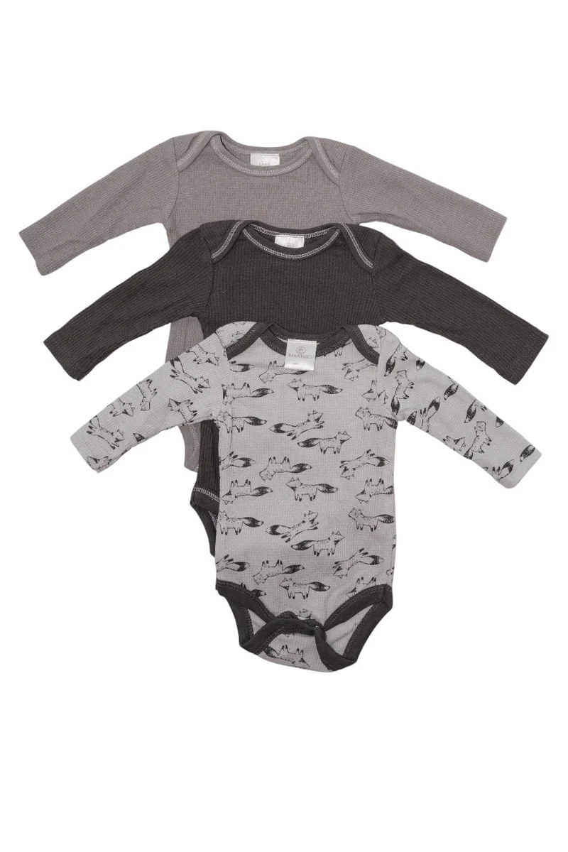 بمبىمىشى Bambimici 3-Pack Animal Print Long Sleeve Bodysuit