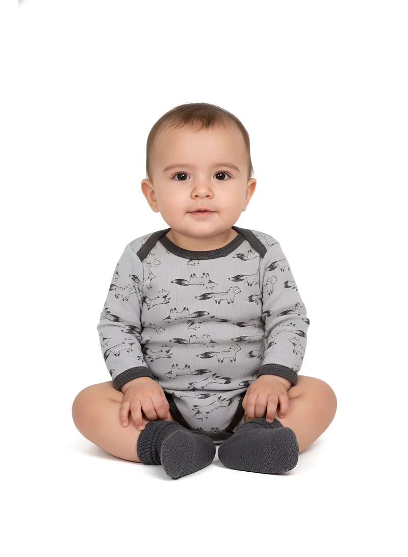 Bambimici Bambimici 3-Pack Animal Print Long Sleeve Bodysuit