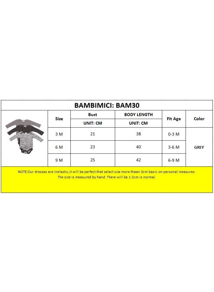 Bambimici Bambimici 3-Pack Animal Print Long Sleeve Bodysuit