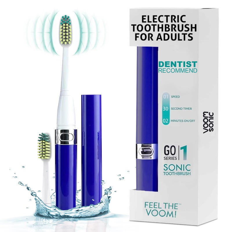 Voom Sonic Go 1 Series Travel Electric Toothbrush | Travel Toothbrushes - Battery Operated Toothbrush for Adults & Kids, Dentist Recommended Toothbrush, Portable w/ 2 Minute Timer (Royal Blue) - Image 2