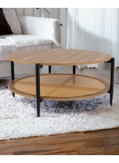 Living Two-Tier Round Rattan And Wood Coffee Table 80*45 CM  - Image 2