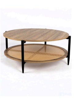 Living Two-Tier Round Rattan And Wood Coffee Table 80*45 CM  - Image 5