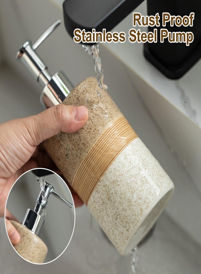 Cormomu Ceramic Dish Soap Dispenser Set with Silicone Funnel, Hand Soap, Shampoo, Body Wash, Liquid Soap Dispenser for Kitchen and Bathroom, Stainless Steel Pump, Non Slip, 12 Oz - Image 5