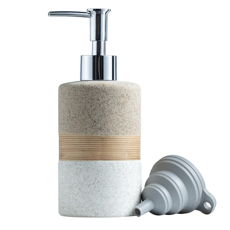 Cormomu Ceramic Dish Soap Dispenser Set with Silicone Funnel, Hand Soap, Shampoo, Body Wash, Liquid Soap Dispenser for Kitchen and Bathroom, Stainless Steel Pump, Non Slip, 12 Oz - Image 1