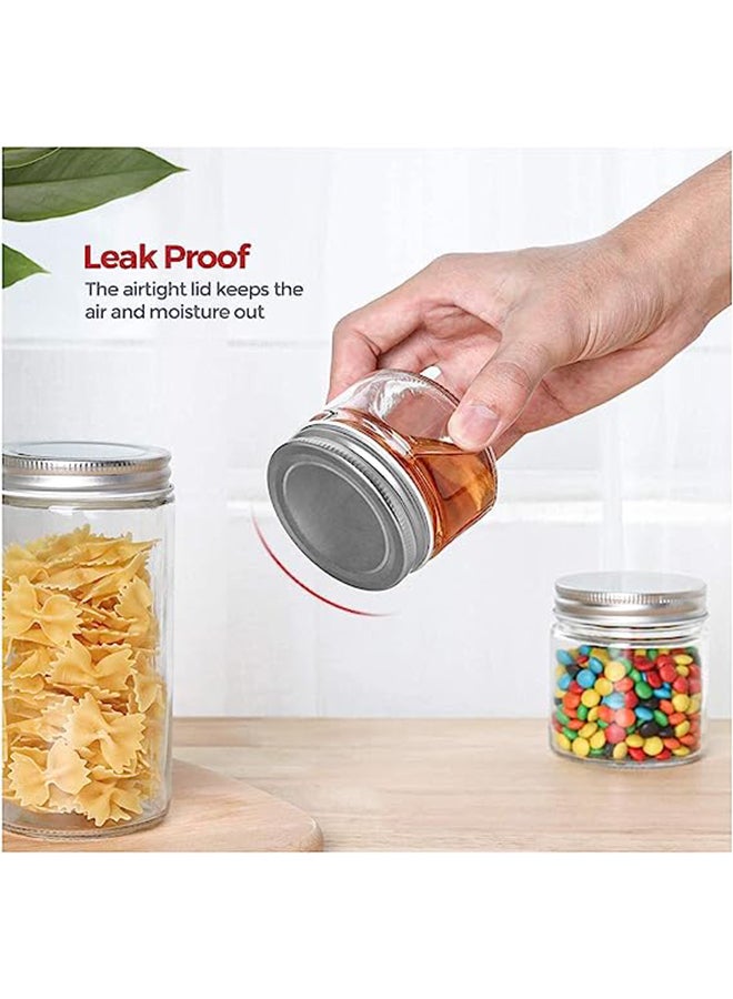 Star Cook Jar with Airtight Lid Metal Plain 150ml Clear Airtight Glass Canning Jars with Wide Mouth for Spices Jam Honey Jelly Pack of 12 150ml - Image 3
