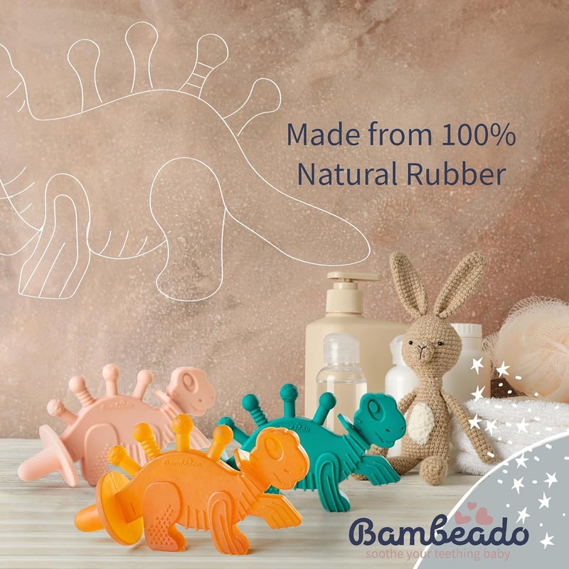 Bambeado لعبة عضاضة الأطفال وفرشاة الأسنان التدريبية دبلّي الديناصور - Image 3