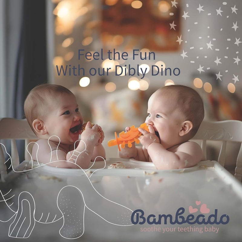 Bambeado لعبة عضاضة الأطفال وفرشاة الأسنان التدريبية دبلّي الديناصور - Image 4