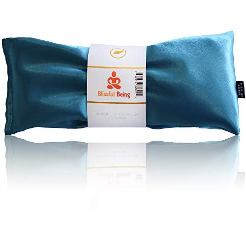 Blissful Being Lavender Eye Pillow | Hot or Cold Weighted Satin Eye Mask Perfect for Sleeping, Yoga, Meditation | Gifts for Women, Birthday, Teachers | Natural Herbal Relaxation | Made in USA (Aqua) - Image 1