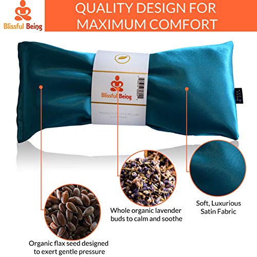 Blissful Being Lavender Eye Pillow | Hot or Cold Weighted Satin Eye Mask Perfect for Sleeping, Yoga, Meditation | Gifts for Women, Birthday, Teachers | Natural Herbal Relaxation | Made in USA (Aqua) - Image 2