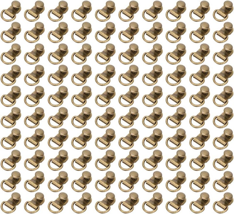 klarako 100 Sets Shoe Lace Hooks Bronze Boot Hooks D‑Ring Eyelet Repair Kit Boot Laces Buckles Loop Ring Brass Shoe Leather Bag DIY Rivet Tool 9x14mm for Shoe Repair Replacement - Image 1