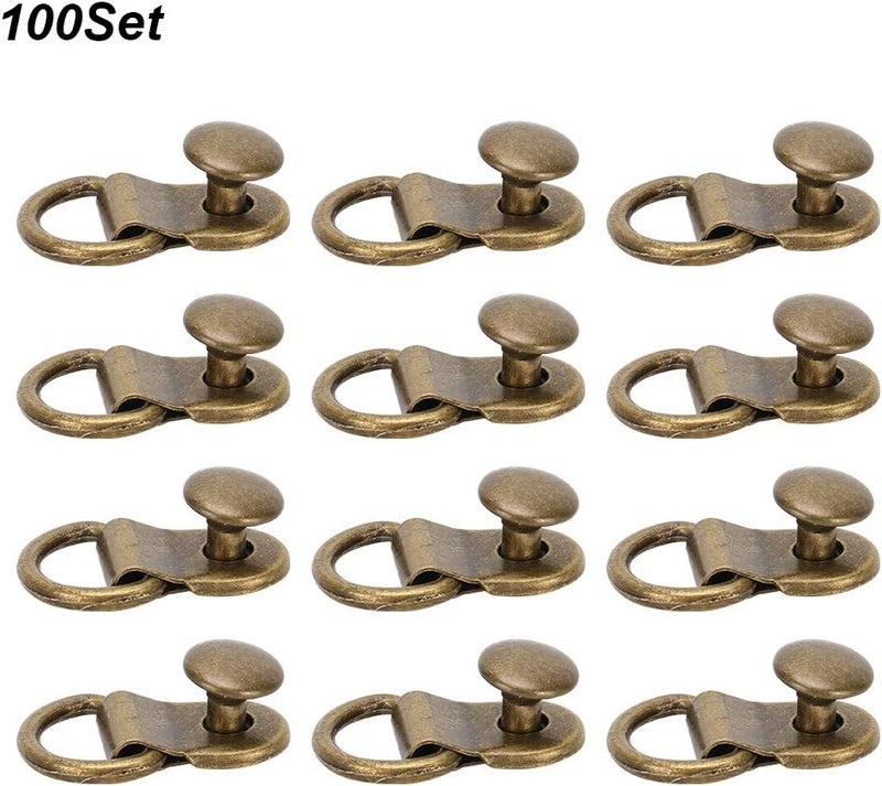 klarako 100 Sets Shoe Lace Hooks Bronze Boot Hooks D‑Ring Eyelet Repair Kit Boot Laces Buckles Loop Ring Brass Shoe Leather Bag DIY Rivet Tool 9x14mm for Shoe Repair Replacement - Image 4