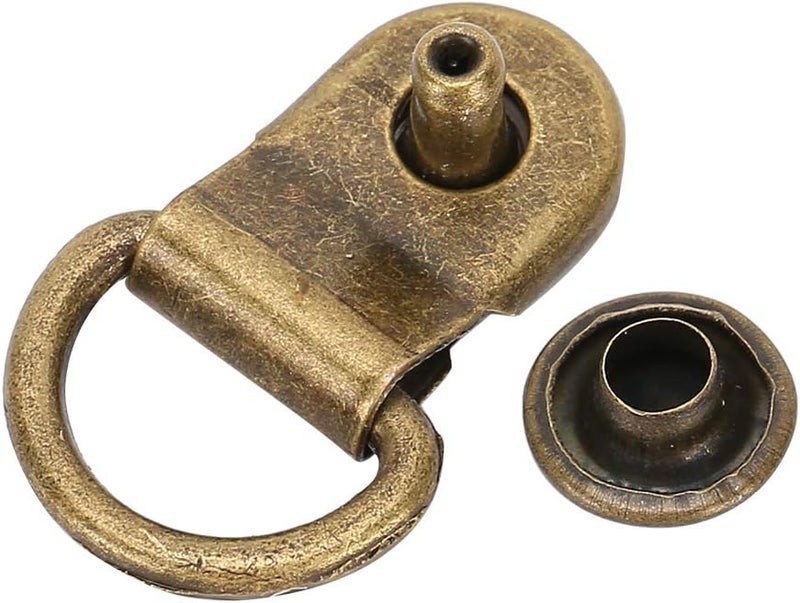 klarako 100 Sets Shoe Lace Hooks Bronze Boot Hooks D‑Ring Eyelet Repair Kit Boot Laces Buckles Loop Ring Brass Shoe Leather Bag DIY Rivet Tool 9x14mm for Shoe Repair Replacement - Image 5