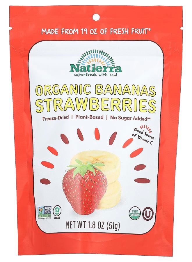 Organic Freeze-Dried Bananas and Strawberries 1.8 oz (51 g)