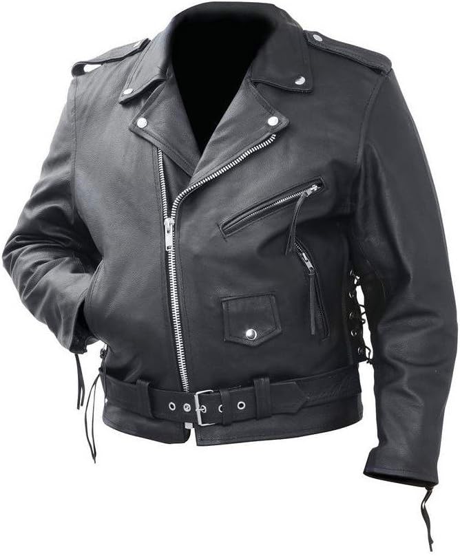 Rocky Mountain Hides BKMCBM2X Solid Genuine Cowhide Leather Classic Motorcycle Jacket - 2X