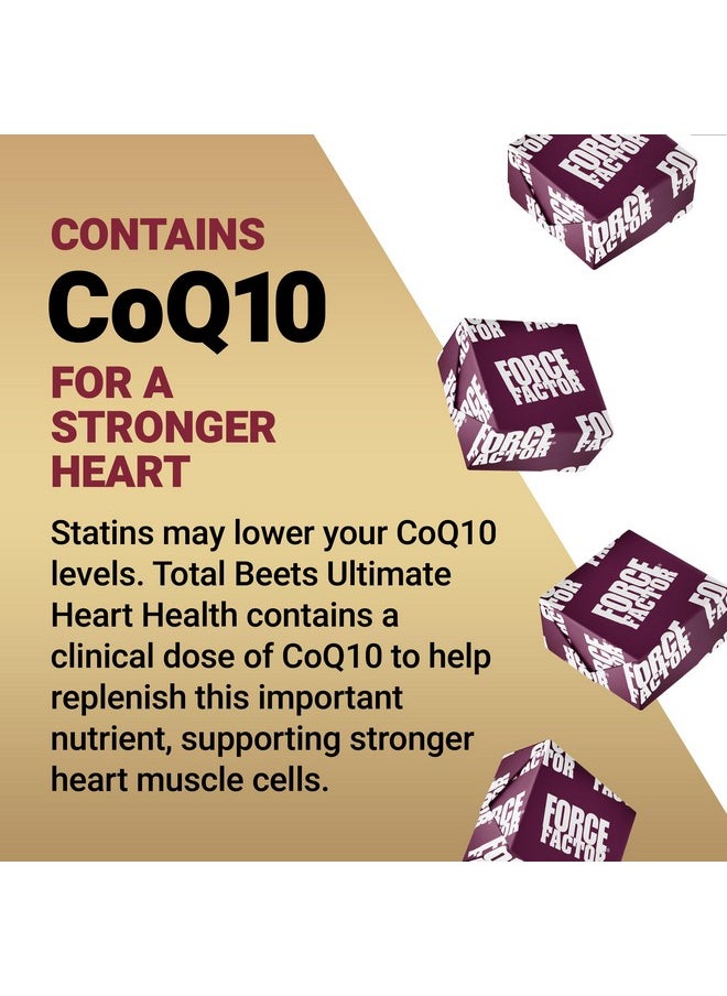 Force Factor FORCE FACTOR Total Beets Ultimate Heart Health Blood Pressure Support Chews with CoQ10, Beet Root Powder, Grape Seed Extract, Blood Pressure Supplement for Circulation & Blood Flow, 60 Soft Chews  - Image 5