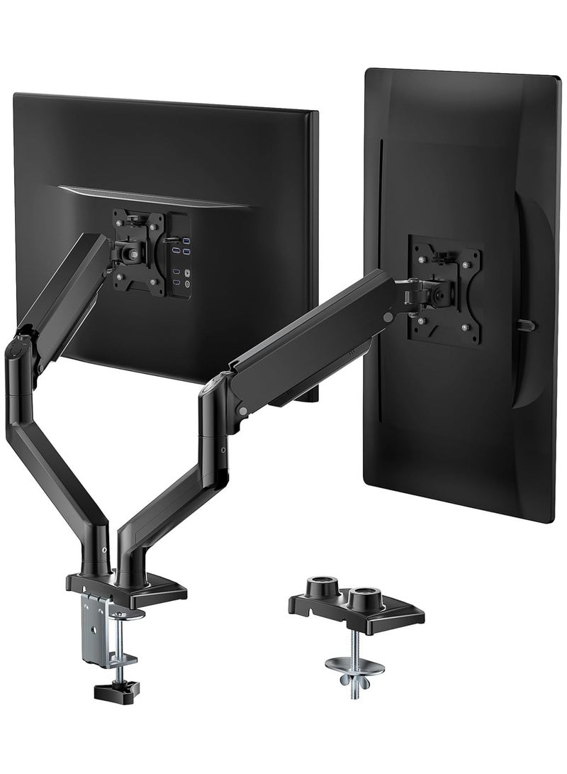 NNEWVANTE Dual Monitor Mount, Adjustable Gas Spring Monitor Desk Stand for 2 Monitors, Heavy Duty Monitor Arm up to 32 Inch Screen, Hold up to MAX 22lbs, Max Mounting Holes 100x100mm (Black2) - Image 1