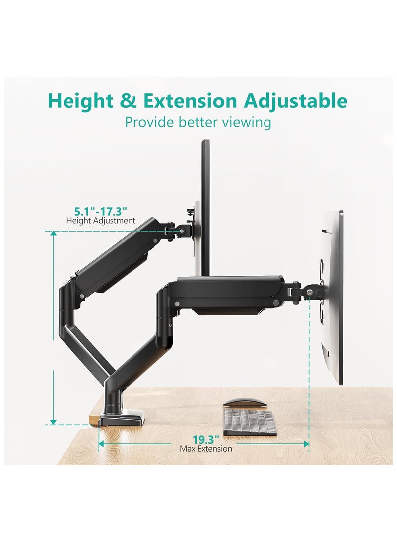 NNEWVANTE Dual Monitor Mount, Adjustable Gas Spring Monitor Desk Stand for 2 Monitors, Heavy Duty Monitor Arm up to 32 Inch Screen, Hold up to MAX 22lbs, Max Mounting Holes 100x100mm (Black2) - Image 4