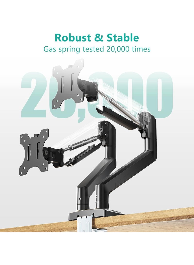 NNEWVANTE Dual Monitor Mount, Adjustable Gas Spring Monitor Desk Stand for 2 Monitors, Heavy Duty Monitor Arm up to 32 Inch Screen, Hold up to MAX 22lbs, Max Mounting Holes 100x100mm (Black2) - Image 5