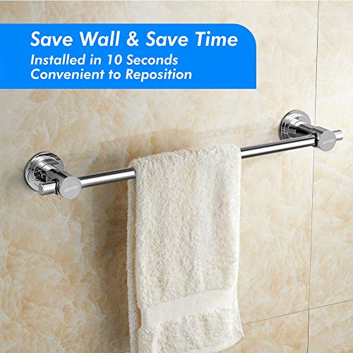 BOPai 24 inch Vacuum Suction Cup Towel Bar, Removeable Shower Mat Rod Shower Door Adhesive Towel Bar Suction Towel Rack, Premium Chrome - Image 3
