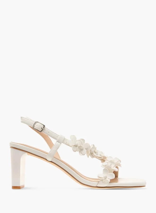 Flora Bella By Shoexpress Women Floral Embellished Slingback Shoes with Block Heels and Buckle Closure