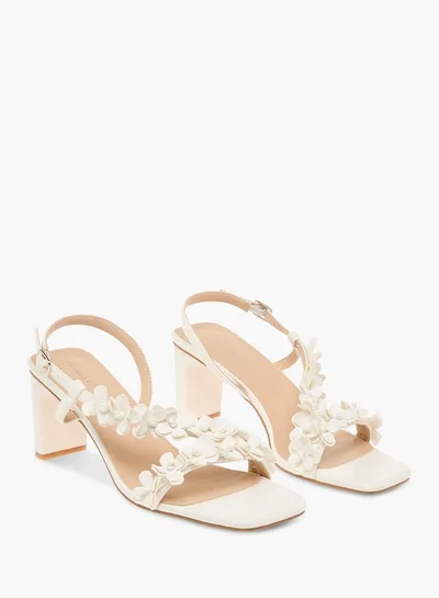Flora Bella By Shoexpress Women Floral Embellished Slingback Shoes with Block Heels and Buckle Closure