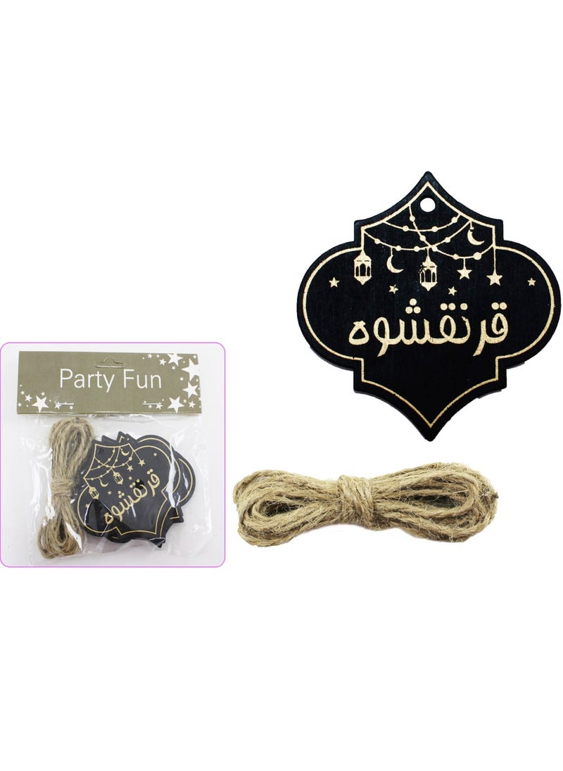 PARTY FUN - Qaranqasho Wooden Gift Tag 6Pcs PKT 7CM - Image 1