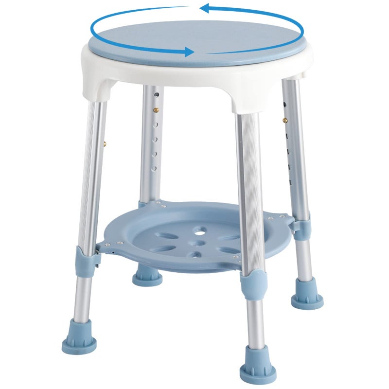 KSITEX Shower Chair Stool for Inside Shower, Small Corner Plastic Stool for Shower 300 Lb,360Â° Swivel Bath Shower Seat for Seniors Adults Sitting, Adjustable Bathtub Stool with Storage Tray - Image 1