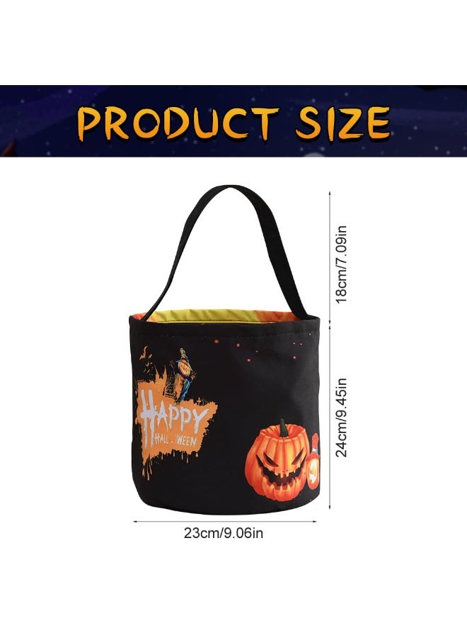 Halloween Trick or Treat Bags with LED Lights - Glow in the Dark Pumpkin Buckets for Kids, Reusable Baskets for Halloween Party Favors & Birthday Goody Candy Bags 38 * 24cm (Black) - Image 2