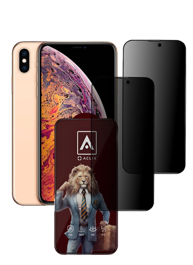 ACLIX 2 Pieces Antistatic ESD Dustproof Premium Quality High Definition Anti-Spy Privacy Tempered Glass Screen Protector Designed For  iPhone XS - Image 1
