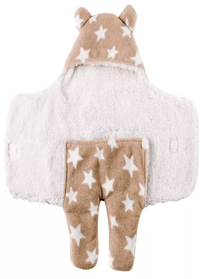 First Kick مجموعة بطانيات الأطفال حديثي الولادة من فيرست كيك، تتضمن بطانية قطنية قابلة للارتداء وغطاء على شكل نجمة، متينة للأطفال الرضع من الجنسين، عبوة من قطعتين، لون بني - Image 3