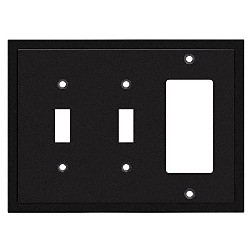 Henne Bery Modern Edge Decorative Wall Plate Switch Plate Outlet Cover, Durable Solid Zinc Alloy (Double Toggle/Single Decorator, Matte Black) - Image 1