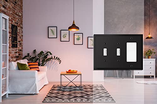 Henne Bery Modern Edge Decorative Wall Plate Switch Plate Outlet Cover, Durable Solid Zinc Alloy (Double Toggle/Single Decorator, Matte Black) - Image 5