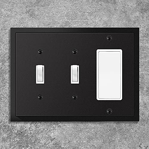 Henne Bery Modern Edge Decorative Wall Plate Switch Plate Outlet Cover, Durable Solid Zinc Alloy (Double Toggle/Single Decorator, Matte Black) - Image 4