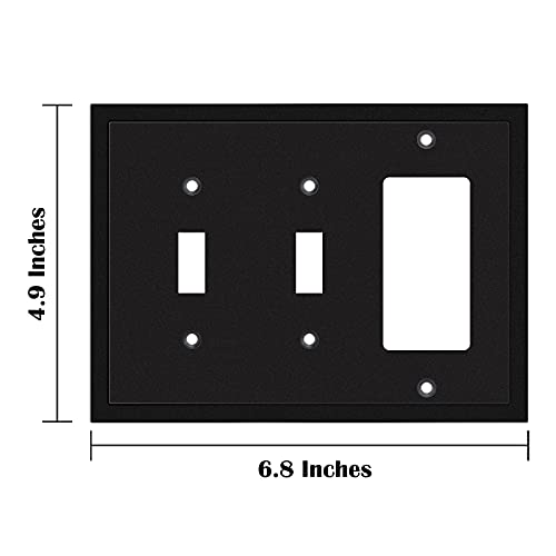 Henne Bery Modern Edge Decorative Wall Plate Switch Plate Outlet Cover, Durable Solid Zinc Alloy (Double Toggle/Single Decorator, Matte Black) - Image 3
